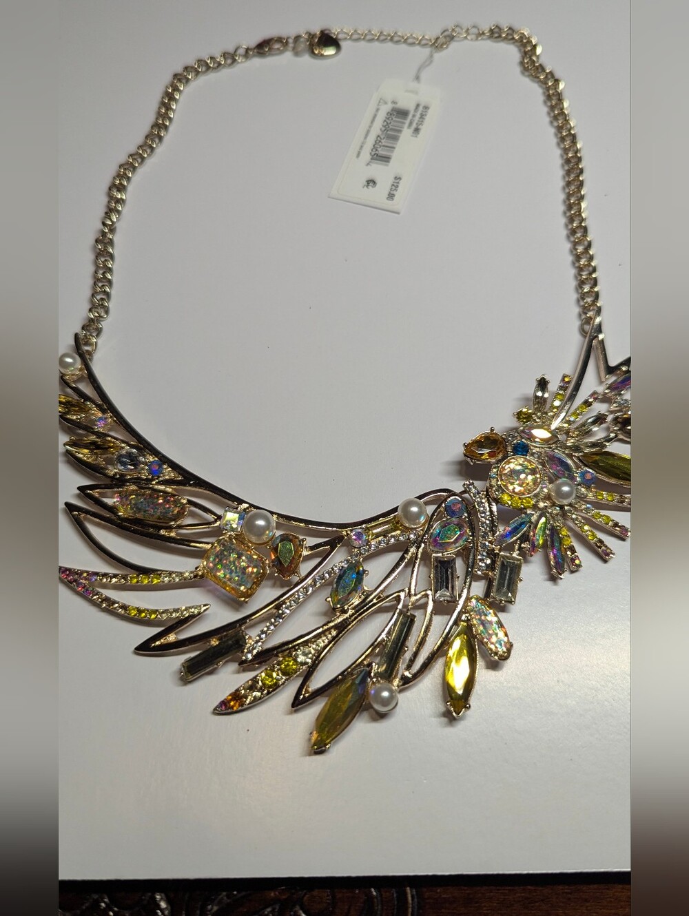 Betsey Johnson Gold-Tone Multicolor Crystal & Pearl Statement Necklace